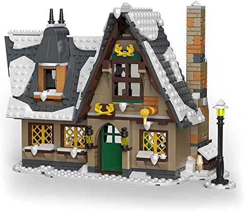 AKOGD Weihnachten Haus Klemmbausteine Bausatz, 766 Teile Street View Architektur Bausteine Modell, Weihnachten Modellbau Set Weihnachten Konstruktionsspielzeug für Kinder