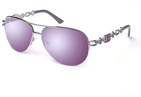 FONHCOO Lunettes de soleil Aviateur pour Femmes,Classique Lunettes de soleil pour Femmes Miroir UV400 à Monture Métallique Surdimensionnée