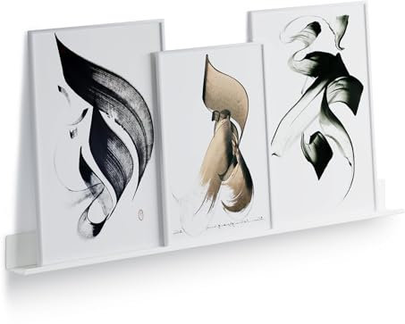 byde Ein schlankes Wandregal für Fotos, Bilder und Bücher. Modernes und minimalistisches Design. Hergestellt aus Metall. 75 x 6 cm. Weiß Farbe