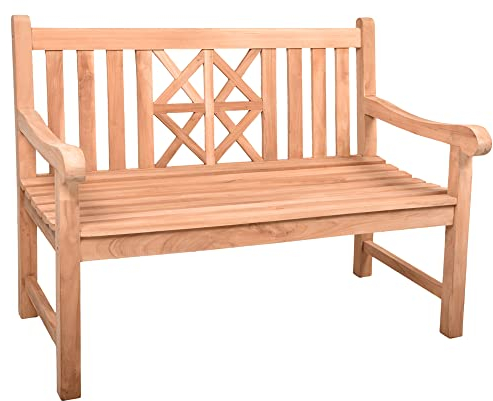 Lomadox Bank aus Teak-Holz 2-er Bank Gartenbank Terassenbank, unbehandelt, B/H/T: ca. 120/92/66 cm