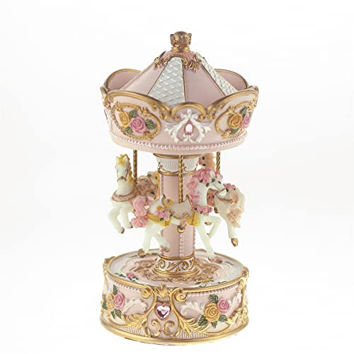 Musicboxworld MMM GmbH, 15062 Spieluhr - aufwendig Verziertes Karussell rosa beige