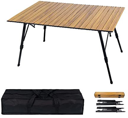Premium Campingtisch HöHenverstellbar Klappbar, Klapptisch Camping Faltbar, Stabil Camping Tisch Einfache Montage Aluminium Picknicktisch für Picknick Kochen Garten Wandern Reisen