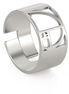 TEAMER Fibonacci Goldene Spirale Ring Dreieck Spirale Goldener Schnitt Ohrring Tragbare Mathematik Irrationaler Geometrischer Schmuck Für Frauen (Verstellbarer Fibonacci-Ring - Silber)