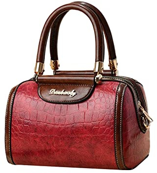 NICOLE & DORIS Handtasche Damen Designer Umhängetasche Mode Schultertaschen PU Leder Satchel Handtasche Krokodil Henkeltasche Clutch Crossbody Tasche Burgunderrot