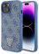 Guess GUHCP15SP4TDPB Hülle für iPhone 15 6.1 Blau hardcase Leather 4G Triangle Strass