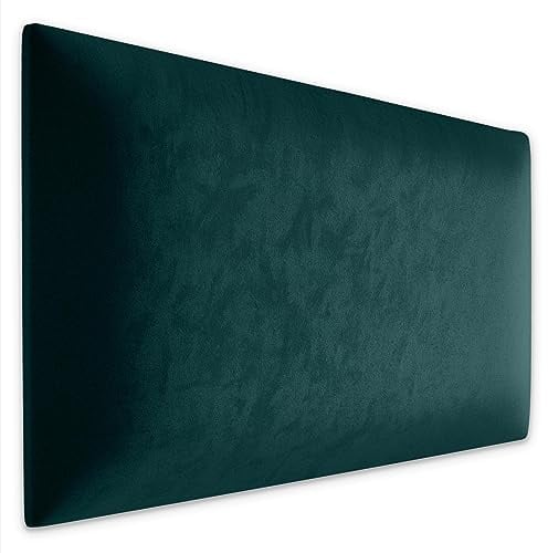 Muralo Wandkissen Gepolstert, Samt, Wandpolster - 60x30 cm, Türkis | Wandpaneel, ideal als Bettkopfteil oder Lendenkissen - für Schlafzimmer und Wohnzimmer, einfache Anbringung mit Montagekleber