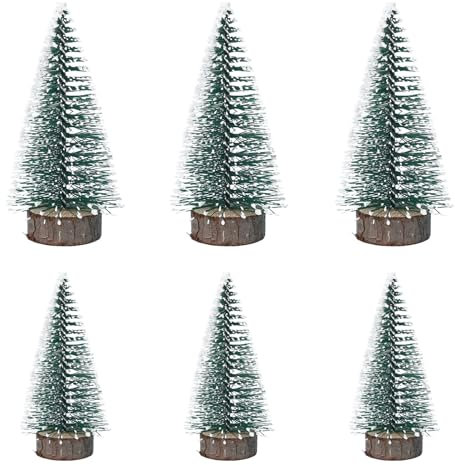 Yardwe 6 Stück Mini Weihnachtsbaum Flaschenbürstenbaum Mini-Sisal-Schnee-Frost-Bäume Weihnachtsdekoration Für Den Innenbereich (2 Größen)