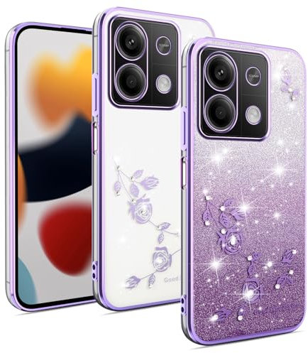 XINYEXIN Coque Paillettes pour Xiaomi Redmi Note 13 5G, Étui Bling Pailleté pour Femmes et Filles, Housse de Téléphone Brillante Ultra-Fin Transparent Antichoc - Violet
