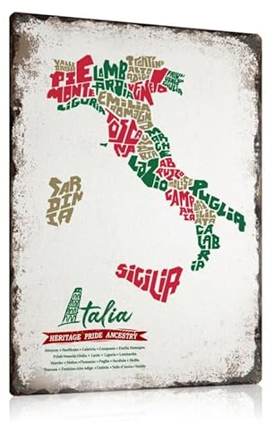 ESFIVHO Retro Italien Blechschilder 20x30cm - Vintage Italia Thema Metallschild - Italy Poster Bild Schild Wand dekoration Geschenk (03)