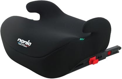 Nania - Sitzerhöhung Kinderautositz Isofix BUBBLE FIX 126-150 cm R129 i-Size - leichte Sitzerhöhung - Von 8 bis 12 Jahren - Installation des Kindes mit dem Sicherheitsgurt (schwarz)