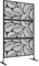 Outsunny Separé Divisorio Decorativo da Esterno con Motivi a Foglie e 2 Piedini, Paravento da Giardino Alto in Acciaio, per Balcone e Terrazzo, 122x45x198 cm, Nero