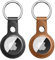 Oumida 2 Pièces Coque Compatible avec Apple AirTag, Cuir Étuis de Protection Anti-Rayures avec Porte Clés pour AirTag, Noir+Marron