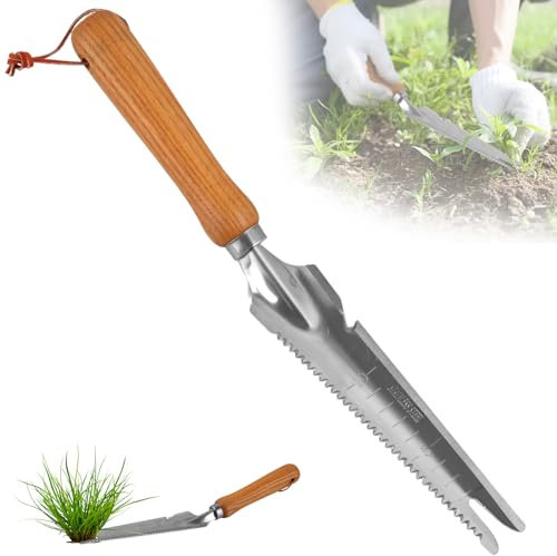 EKKONG Desherbeur Manuel, Couteau Désherbeur avec Manche, Désherbeurs Manuels en Acier Inoxydable, Outil de Desherbage a Main pour Désherber, Transplanter, Creuser, Couper, Gouge à Asperges