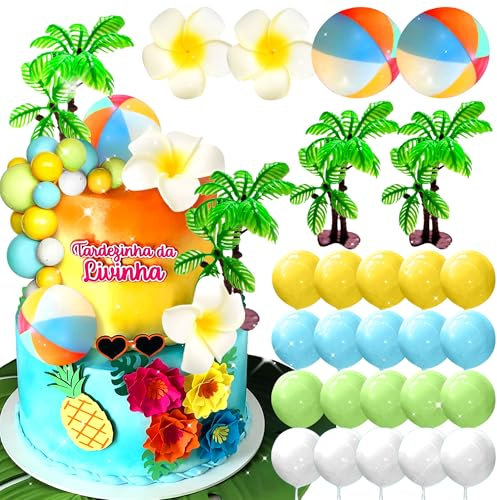 JeVenis Summer Beach Surf Birthday Cake Decoration Topper for Swimming Beach Party Luau Birthday Baby Shower Party Supplies