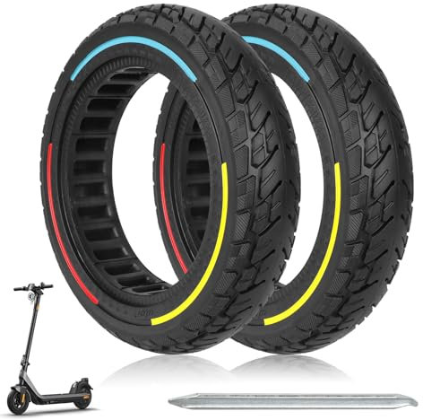 HPGAAVD 10×2.125 Zoll E Scooter Solid Reifen，250x54 Elektroroller Vollgummireifen für Ninebot F20 F25 F30 F40，10 Zoll Anti-Rutsch und Anti-Punktur Ersatzreifen für Elektroroller Vorder/Hinter-2PCS