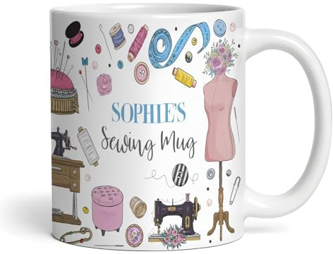 Sewing Gift Mug Icons Coffee Tea Cup Personalised Mug - Gift for Birthday, Gift for Christmas, Custom Personalised Gift, Coffee Mug, Tea Mug, Cup