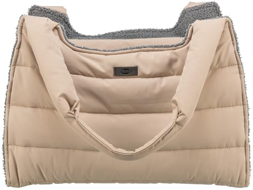 TRIXIE Hunde-Transporttasche Gina, gepolstert, für Reisen – beige/grau | Komfortable Tasche zum sicheren Tragen – angenehm gepolstert, ideal für unterwegs, Auto und kurze Reisen