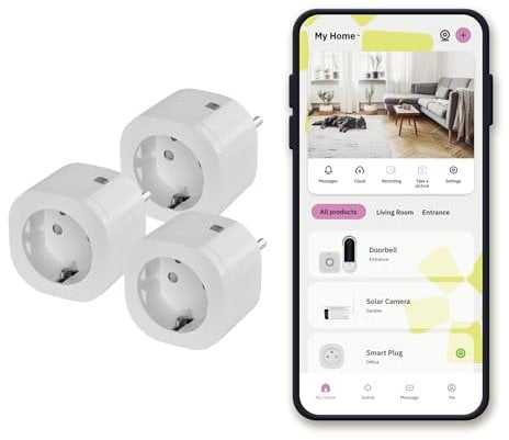 OMAJIN by Netatmo, 3er Pack Smarte Steckdosenzeitschaltuhr, Energieüberwachung, Fernbedienung, Stromzähler, verzögertem Ausschalten, energiesparend, Wifi 2.4Ghz/Bluetooth, 16 A/3 680 W, OBU-3SP-SK