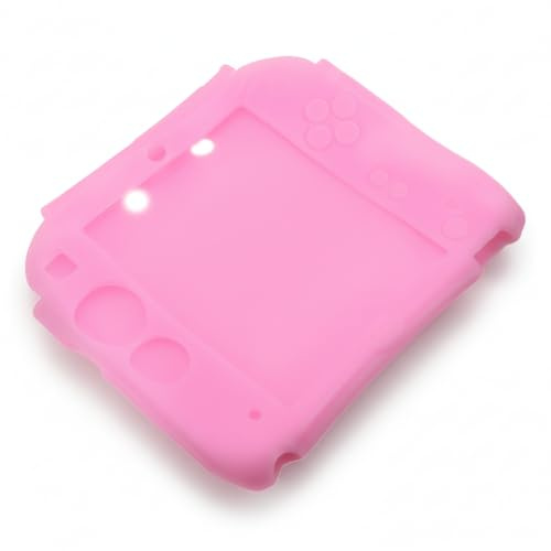 Coque en Silicone pour 2DS, Transparente avec Protecteurs d'Écran, Portable, Accès Facile aux Boutons, Clarté HD (Rose)