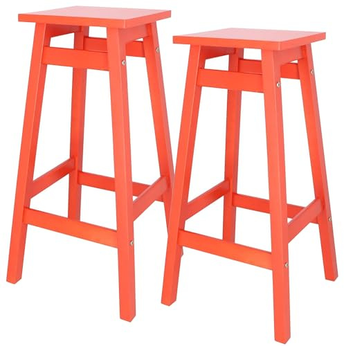 Aranaz Hocker 'Laira' aus Kiefernholz, Koralle, 70 cm