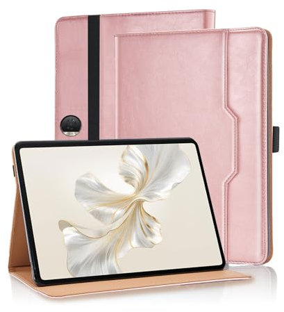Vkooer Custodia per Honor Pad 9 Custodia 12.1 pollici 2024 PU Leather Folio Flip Cover Multi-Angle Visualizzazione Stand Cover Protettiva con Tasca & Portapenne per Honor Pad 9 12.1 pollici - Oro rosa