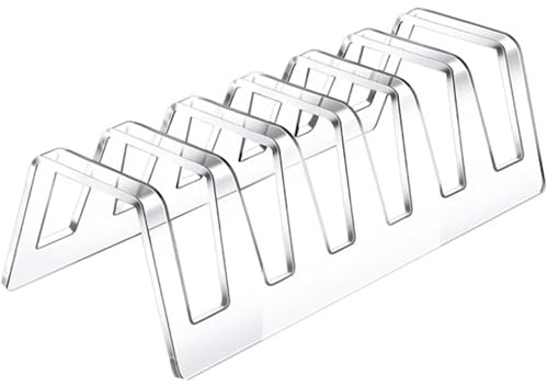 Veesper Acrylic Plate Stand with 6 Slots Transparent Acrylic Plate Display Stand Space-Saving Plate Holders for Dinner Plates Kitchenware Cabinet Home Organizer