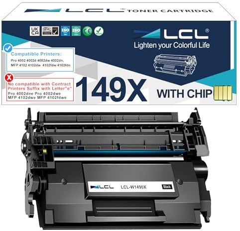 LCL 149X Tonerkartusche kompatibel für HP 149A W1490A 149X W1490X mit Chip kompatibel für HP Laserjet Pro 4002 4002DW 4002DN MFP 4102 4102FDW 4102FDN 4102DW Drucker (1 Packung)