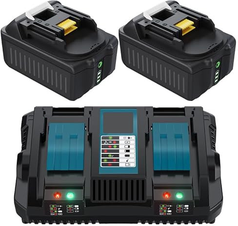 2X 18V 5.5Ah Replacement Battery +RH-DC18RD Charger Compatible with RH-BL1860 RH-BL1860B RH-BL1850 BL1850B BL1840 BL1830 BL1820 DC18RA DC18RC DC18RD LXT400