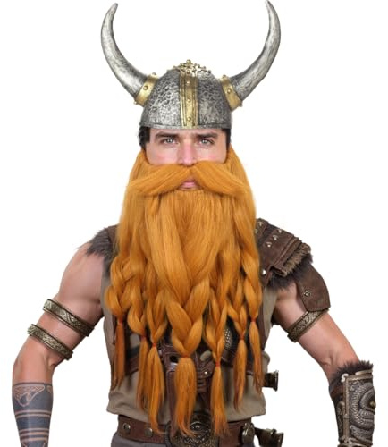 Honcloud Realistisch – Neuheit Wikinger Zwerg vorgestylt geflochten für Cosplay & Halloween (Ingwer)