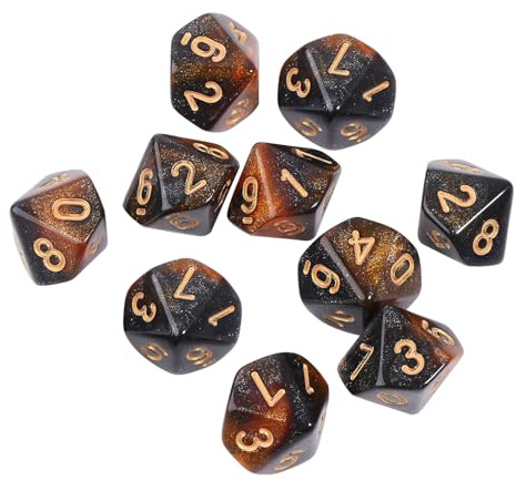 HXNH 10 Stück 10-seitige D10 polyedrische Würfel für Tischspiele für Kneipen, Clubs, Spielzubehör, RPG, Tischbrett, mehrfarbiges Set