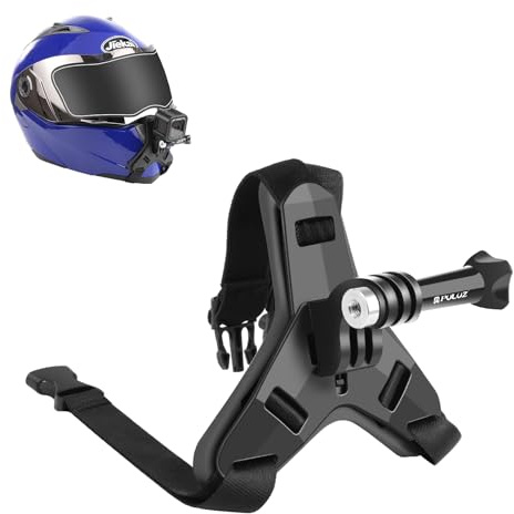 PULUZ Motorcycle Helmet Chin Strap Mount Compatible with GoPro HERO 13 12 11 10, Universal Holder Bracket Clamp, Camera Mount for Insta360 X5 X4 X3/DJI 360 Action Cam Accessory