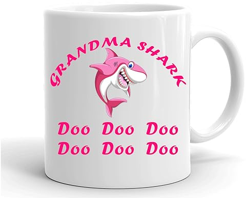 GrassVillage Grandma Shark Do Do Do Mug – 11oz Funny Birthday Gift Cup for Grandma, Family – Coffee Tea Cup