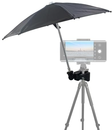 Sombrilla para teléfono móvil con clip ajustable, trípode para teléfono móvil, accesorio para protección solar para trípode de teléfono para camping, actividades al aire libre