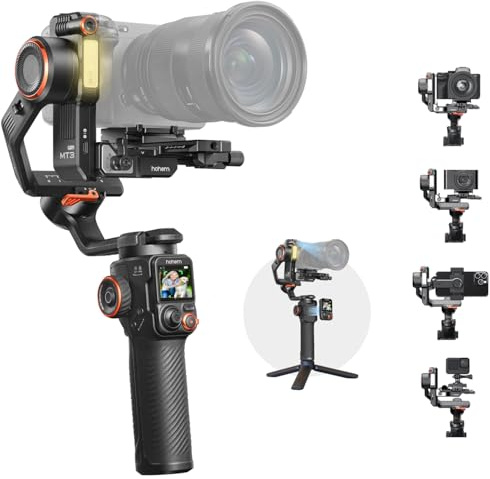 hohem iSteady MT3 Pro Kamerastabilisator mit KI-Tracking, Gimbal für Spiegellose Kameras/Kompaktkameras/Action-Kameras & Smartphones, 1,4 Abnehmbare Touchscreen-Fernbedienung, 5,5lbs Tragfähigkeit