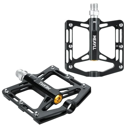 Fahrradpedale, CNC-gefräste Aluminium MTB Pedale mit 3 Abgedichtete Lager, Extra Breite rutschfeste Flat Pedale mit Abgedichtete Lager, 9/16 Pedale Fahrrad für Gravel, Rennrad, Mountainbike,Trekking