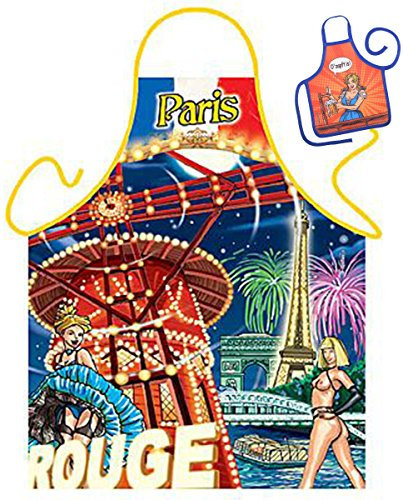Paris Motiv Kochschürze Sehenswürdigkeiten Schürze : Paris Moulin Rouge -- Themenschürze mit Minischürze für Flaschen