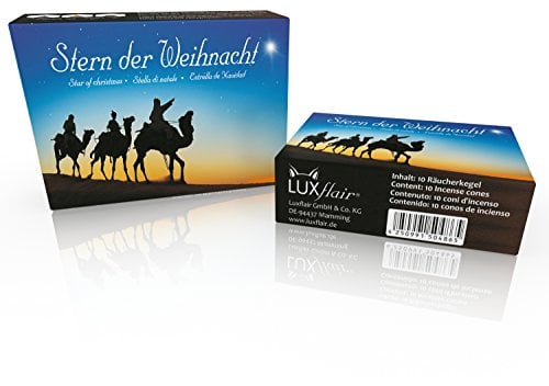 Premium Räucherkegel/Räucherkerzen von Luxflair: Stern der Weihnacht. 20 Stück inklusive Unterlage/Kegelhalter