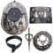 Kiltgürtel mit Schnalle, schottischer Kilt, Sporran mit Abzeichen, Hirschkopf/Kiltnadel/Fliegenkariert, Brosche, 5-teiliges Set Gr. 80, mehrfarbig
