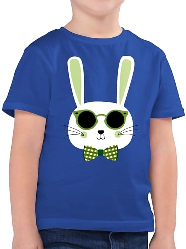 Kinder T-Shirt Jungen - Ostergeschenke Ostern - Osterhase Sonnenbrille Grün - 116 (5/6 Jahre) - Royalblau - Hasen Shirt Junge Oster Tshirt osterfest t ostermotiven Ostergeschenk osterartikel