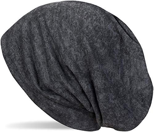 styleBREAKER Unisex Beanie Mütze mit 2-Farbigem Batik Muster in Washed Optik, Slouch Longbeanie 04024150, Farbe:Dunkelgrau