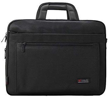 Sacoche pour Ordinateur Portable Tablette PC 15.6 Sacoche en Nylon Porte Documents A4 Sac Rangement Dossiers Trieur avec Bandoulière Noir Style 1