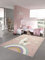 Pastel Kids Kinderteppich Lama Spielteppich Lama Einhorn Teppich Regenbogen Wolken in Rosa Größe 200 x 290 cm