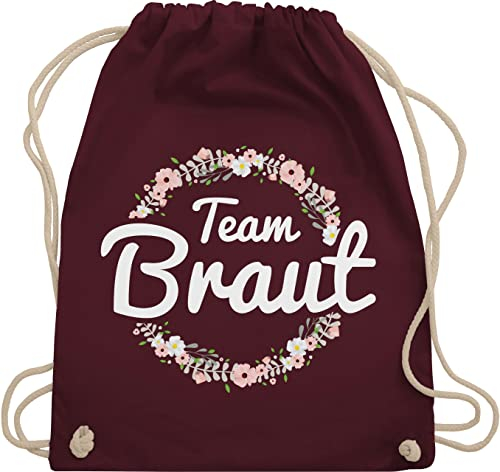 Turnbeutel Rucksack - JGA Junggesellenabschied Frauen - Team Braut Blumenkranz - Bride Crew - Unisize - Bordeauxrot - hen party accessories brauttaschen jungesselnabschied bridemaid beutel