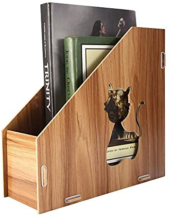 Boîte de rangement de fichiers de bureau de bureau bricolage en bois creux chats bureau trieur de fichiers documents livres porte-revues trieur #10CM * 25CM * 24CM