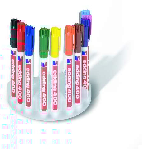 edding® Permanentmarker 400, Rundspitze, 1 mm, Schreibfarbe: 4er sortiert (4 Stück), Sie erhalten 1 Packung á 4 Stück