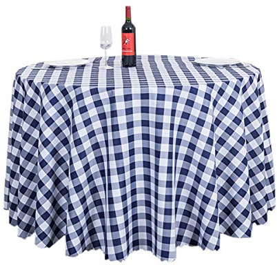 YueLian Nappe de Table Ronde Motif écossais pour décoration de Maison ou Pique-Nique, Bleu, 140 cm