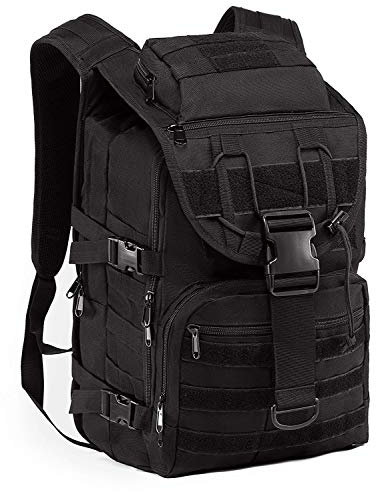 SUPERSUN 35L Military Tactical Backpack Large Waterproof Molle Bug Out Bag Army 3 Day Assault Pack (Black)