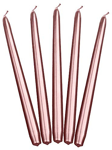 10 Stück Metallische Spitzkerzen in Roségold 24cm Dekorationen