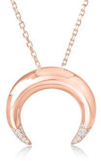 Crescent moon necklace-Gold moon pendant-Half moon necklace-Rose gold necklace-Gothic diamond necklace-Upside down moon necklace-Double horn