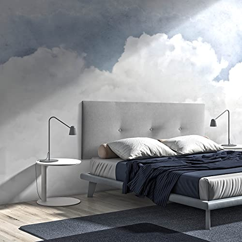 MOMMA HOME - Bettkopfteil - Modell Sukla - Farbe Grau - 150 x 60 cm - Polsterung aus Stoff mit Gesteppter Knopfreihe - Inklusive Aufhängevorrichtung - Kopfteil für das Schlafzimmerbett